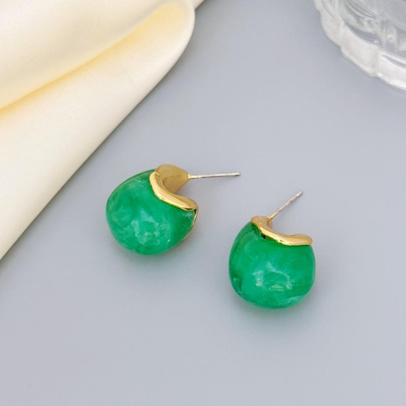 French Fashion Earrings Simple Geometric Resin Water Drop Stud Earrings High Sense зелений
French Fashion Earrings Simple Geometric Resin Water Drop Stud Earrings High Sense зелений