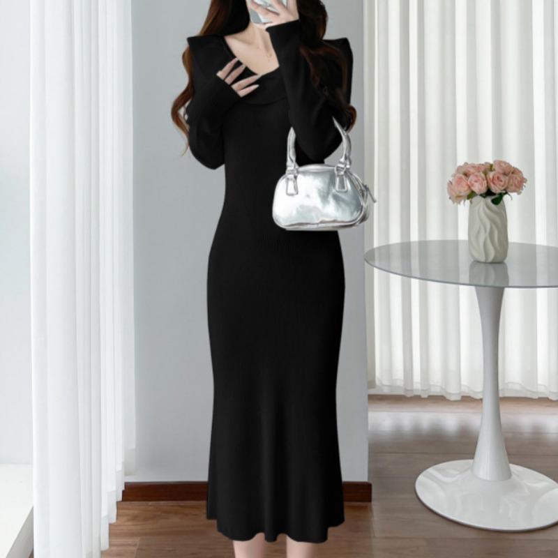 Женские модные осенне-зимние однотонные повседневные платья с v-образным вырезом и длинным рукавом и высокой талией L чёрный
Женские модные осенне-зимние однотонные повседневные платья с v-образным вырезом и длинным рукавом и высокой талией L чёрный