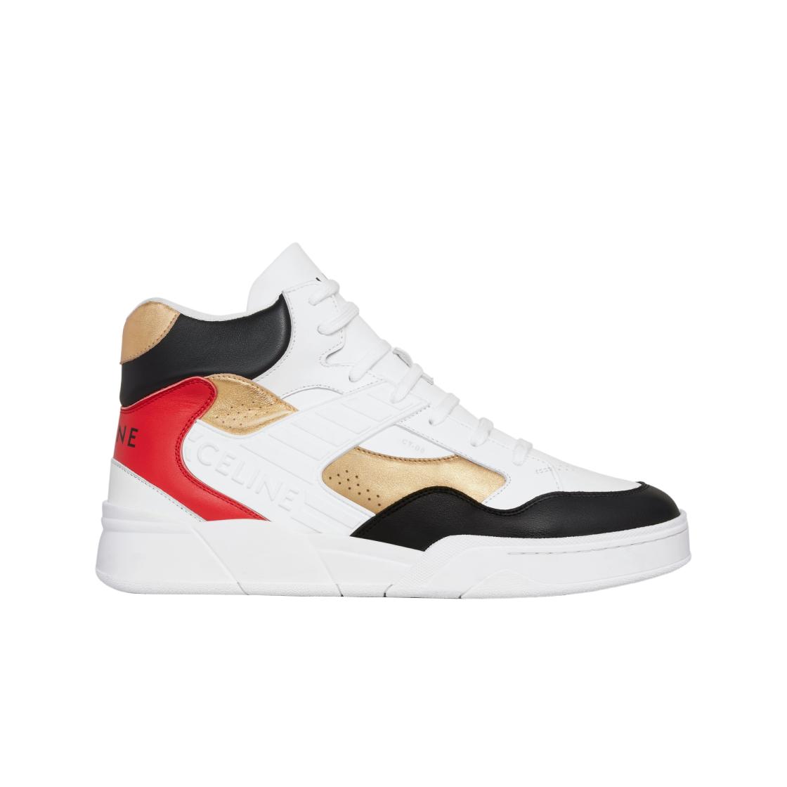Celine Ct-06 High Top Sneakers In Calfskin & Laminated Calfskin Optic White Black Red Gold IT 42
Celine Ct-06 High Top Sneakers In Calfskin & Laminated Calfskin Optic White Black Red Gold IT 42