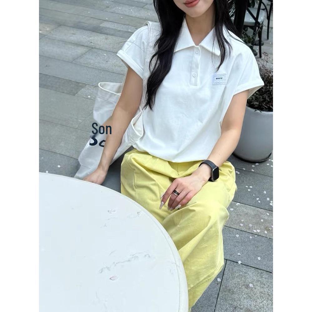 2025 Korean Style Loose Casual White Polo Shirt with Embroidered Short Sleeves for Women Large
2025 Korean Style Loose Casual White Polo Shirt with Embroidered Short Sleeves for Women Large