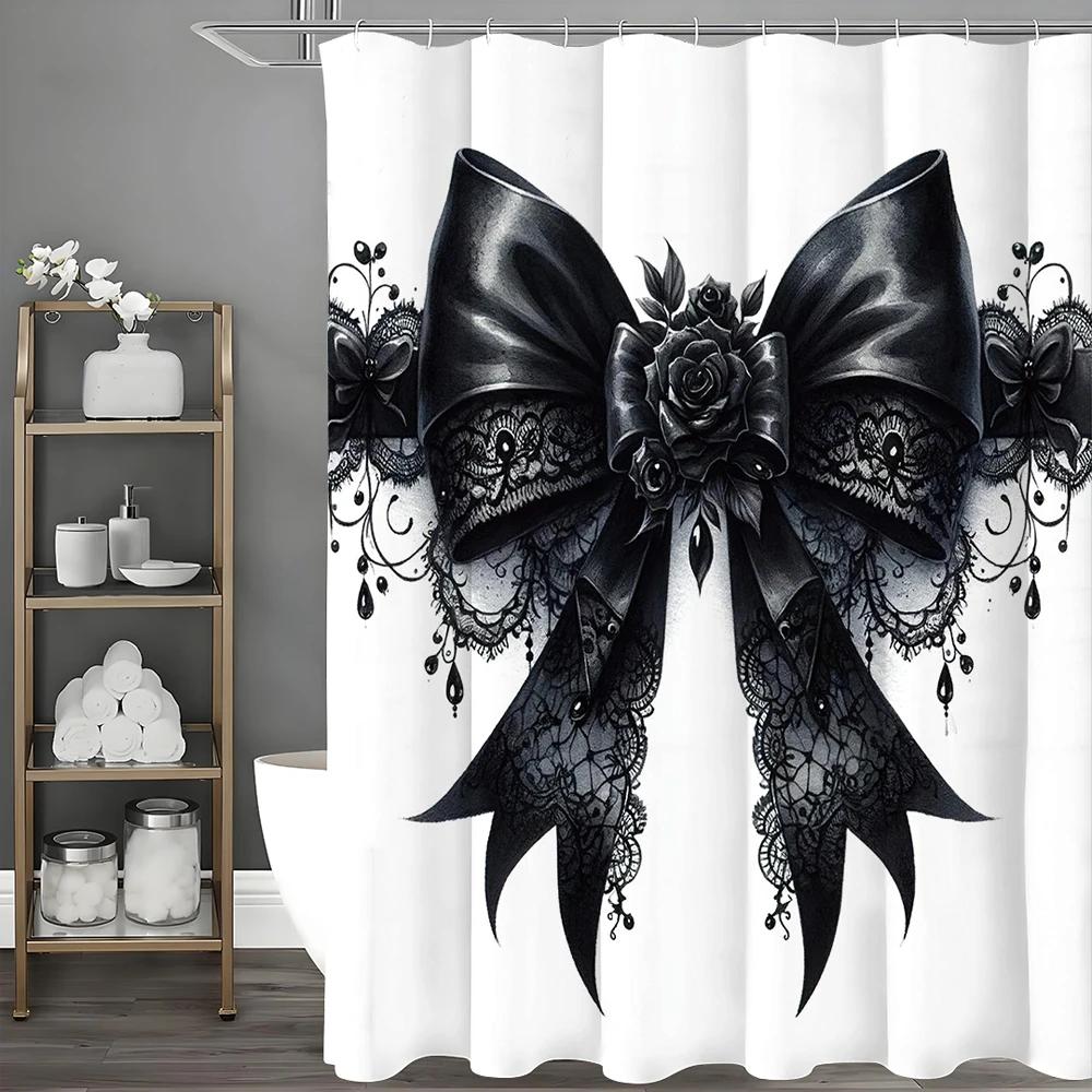 Black Bow Floral Shower Curtain, Bathroom Decorative Shower Curtain, Waterproof Shower Curtain With Hooks W60H190(CM)-1 Pcs
Black Bow Floral Shower Curtain, Bathroom Decorative Shower Curtain, Waterproof Shower Curtain With Hooks W60H190(CM)-1 Pcs