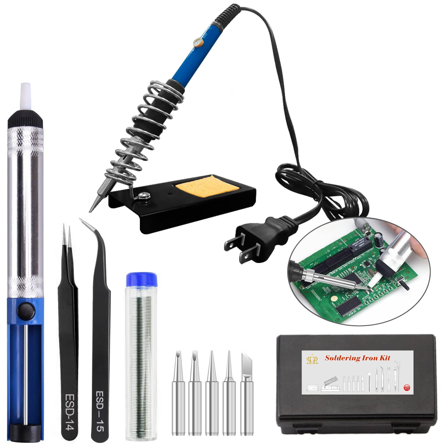 Manelord Soldering Iron Adjustable Temperature for PSE Safe 14-in-1 Set, (200-450°C), Electronics, 60W/110V, Certified,
Manelord Soldering Iron Adjustable Temperature for PSE Safe 14-in-1 Set, (200-450°C), Electronics, 60W/110V, Certified,