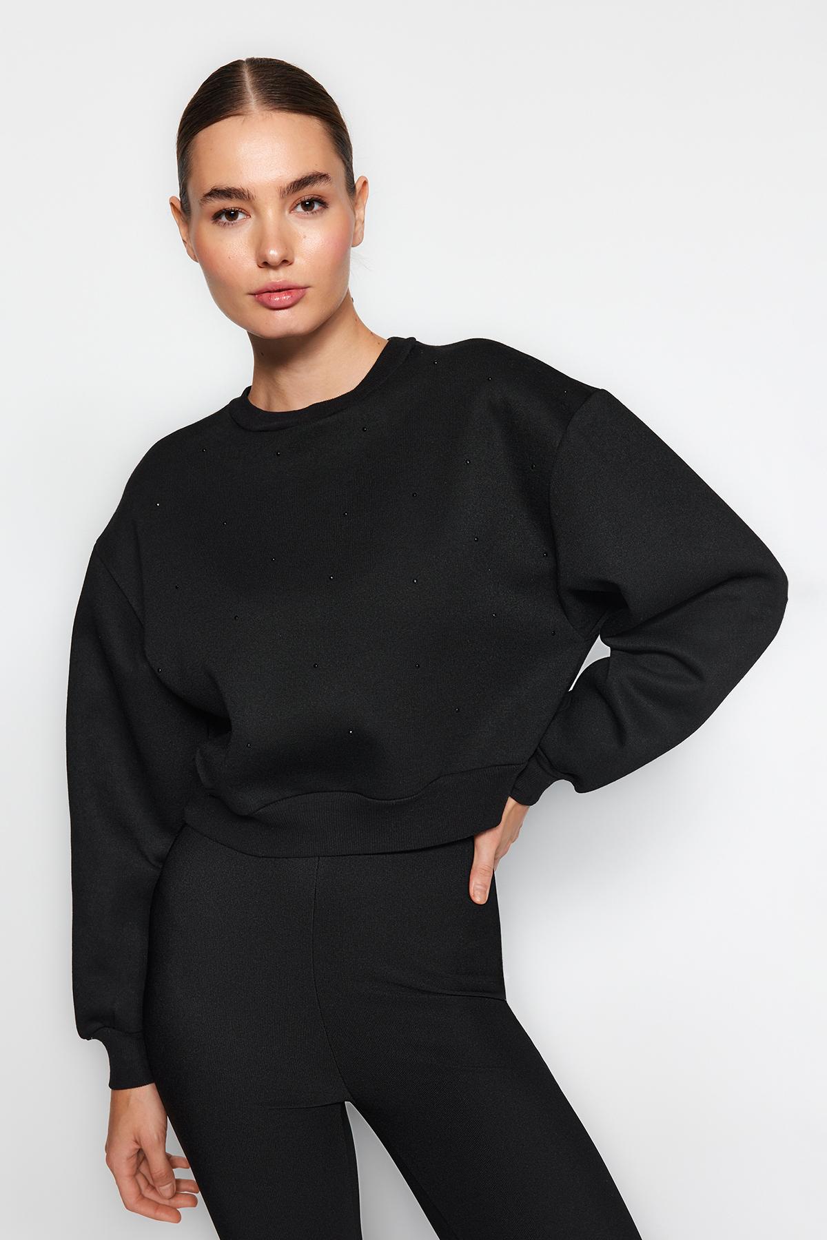 Women s Fashion New Sweatshirt Black Thick Inside Fleece Stone Detailed Regular Normal Fit Knitted Sweatshirt L чорний
Women s Fashion New Sweatshirt Black Thick Inside Fleece Stone Detailed Regular Normal Fit Knitted Sweatshirt L чорний