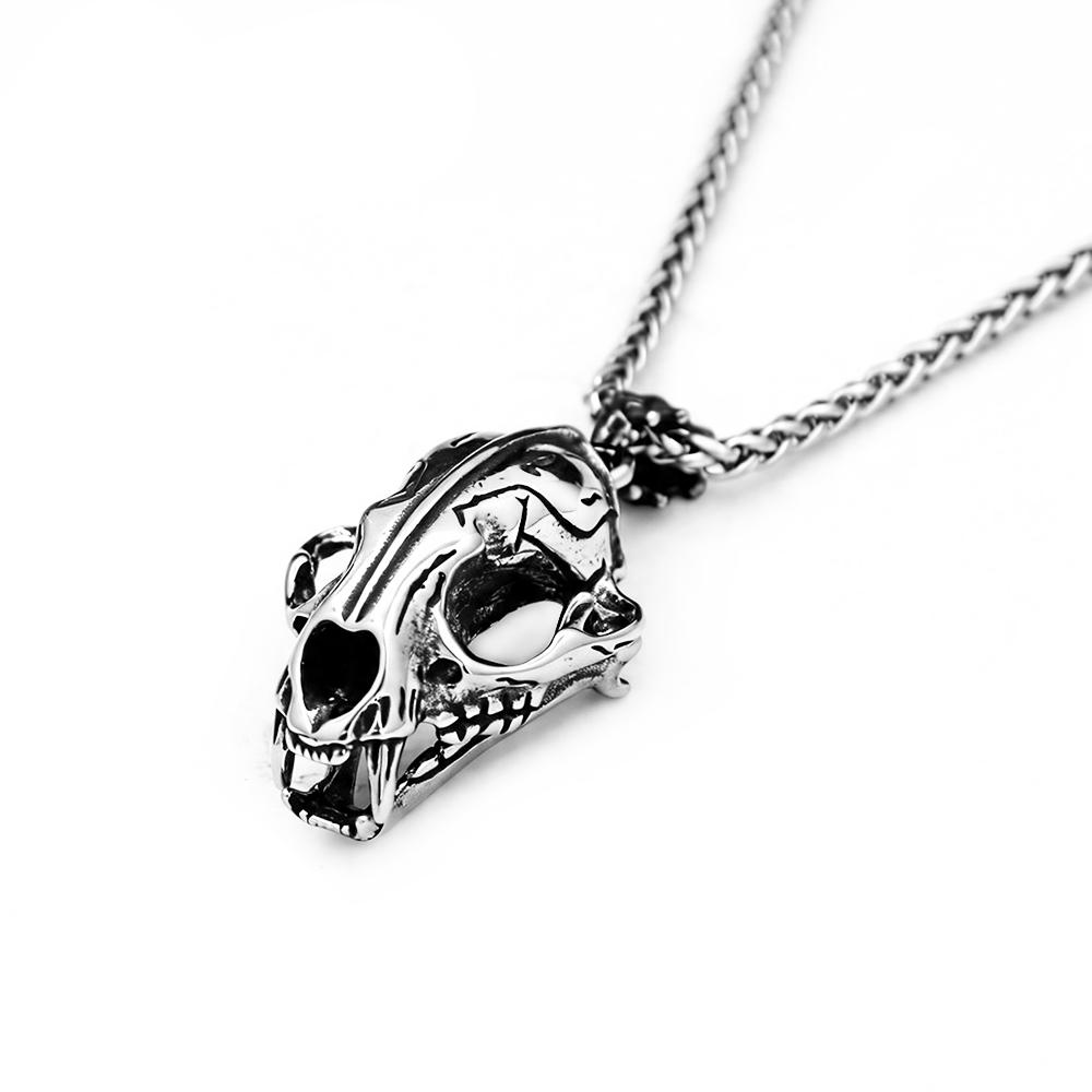 Saber Toothed Tiger Skeleton Skull Pendant Necklace Stainless Steel Chain Punk Rock Hip Hop Jewelry for Men Gift Wholesale 60CM
Saber Toothed Tiger Skeleton Skull Pendant Necklace Stainless Steel Chain Punk Rock Hip Hop Jewelry for Men Gift Wholesale 60CM