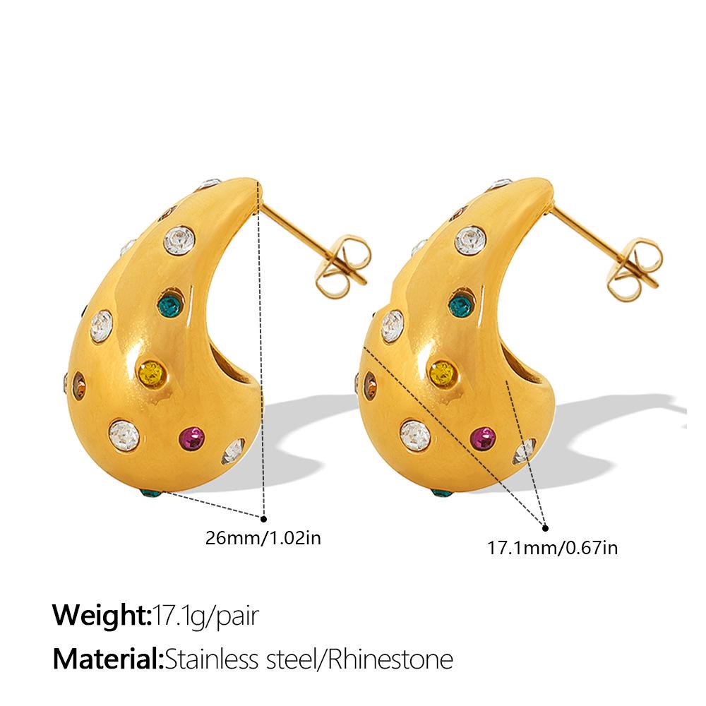High-End Large Teardrop Stud Earrings with Rhinestones and Beads - European-American Design
High-End Large Teardrop Stud Earrings with Rhinestones and Beads - European-American Design