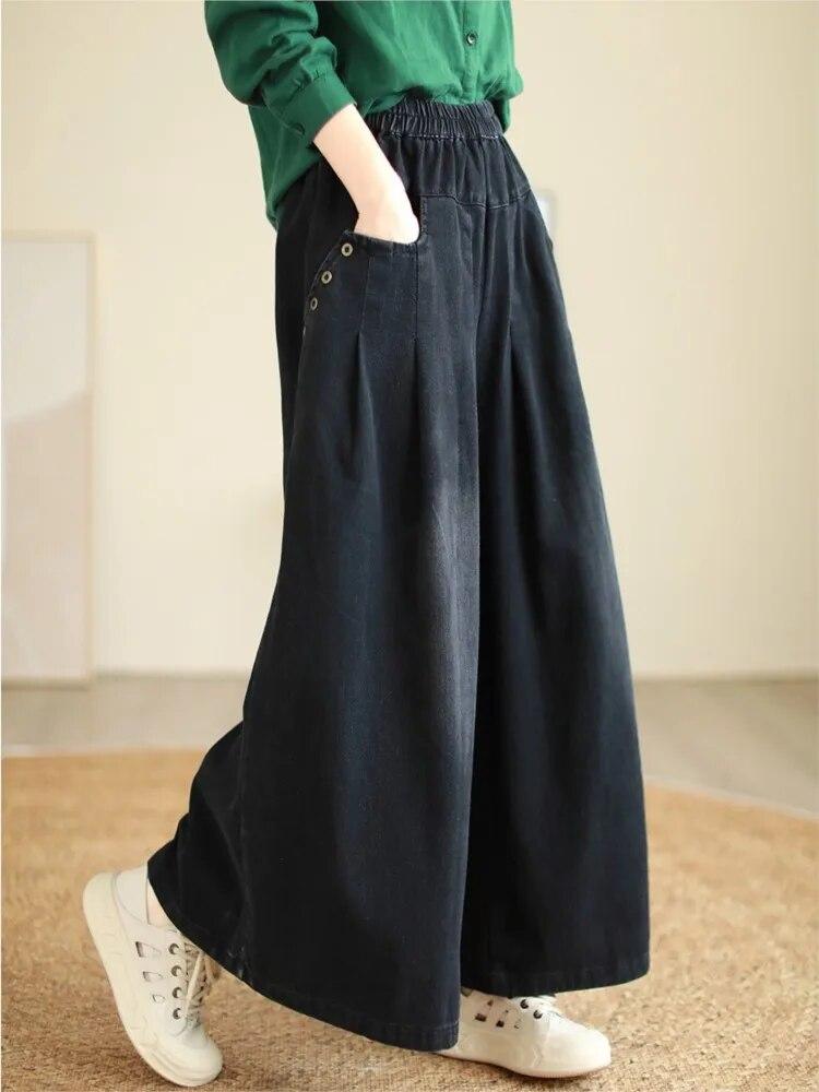 Johnature женские винтажные широкие брюки с эластичной резинкой на талии и карманами в стиле пэчворк, свободные брюки, весенние однотонные брюки XL чёрный
Johnature женские винтажные широкие брюки с эластичной резинкой на талии и карманами в стиле пэчворк, свободные брюки, весенние однотонные брюки XL чёрный