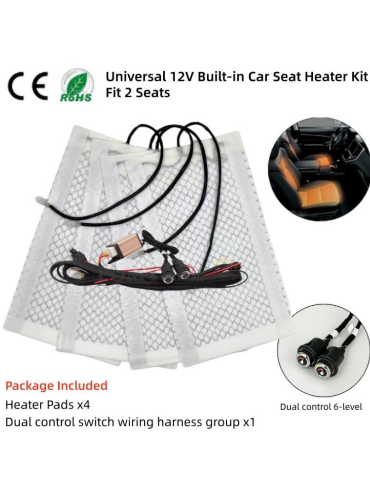12V Built-in Car Seat Heater Kit Fit 2 Seats Universal 100W Carbon Fiber Heating Pads 6-level Dual Control Switch with Harness
12V Built-in Car Seat Heater Kit Fit 2 Seats Universal 100W Carbon Fiber Heating Pads 6-level Dual Control Switch with Harness