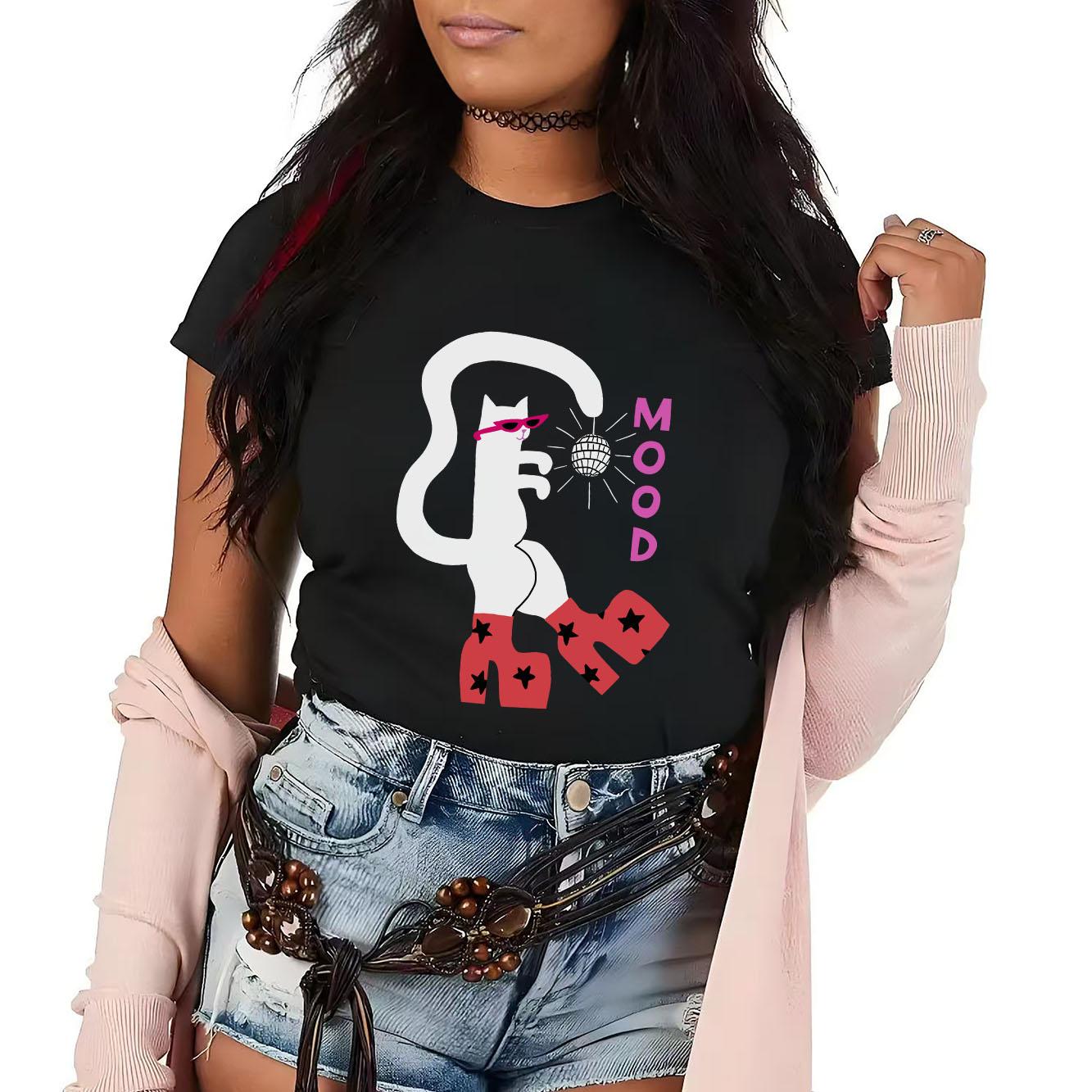 Fun Dancing Cat Printed Tshirt Casual Short Sleeve Suitable for Four Seasons Fashion Versatile Womens Tshirt S
Fun Dancing Cat Printed Tshirt Casual Short Sleeve Suitable for Four Seasons Fashion Versatile Womens Tshirt S