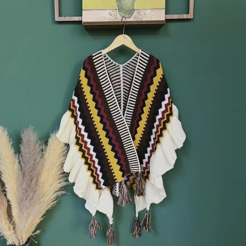 Bohemian shawl - outdoor travel thick knit tassel slit scarf хаки
Bohemian shawl - outdoor travel thick knit tassel slit scarf хаки