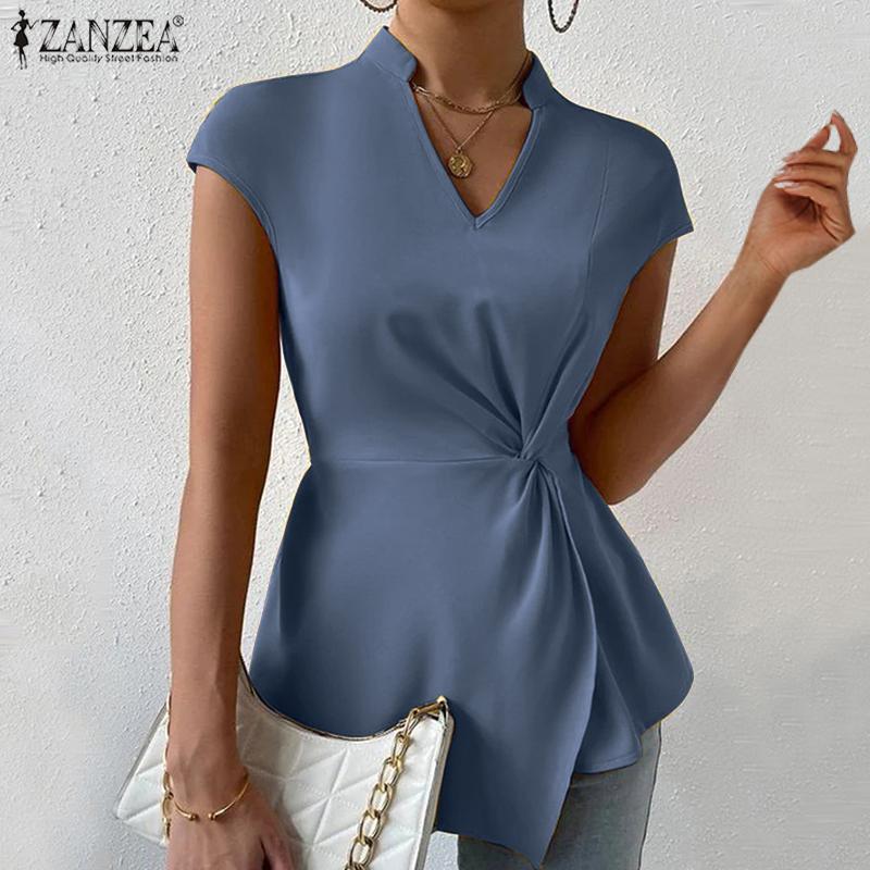 ZANZEA Женская повседневная летняя блузка с v-образным вырезом и эластичной резинкой на талии
ZANZEA Женская повседневная летняя блузка с v-образным вырезом и эластичной резинкой на талии