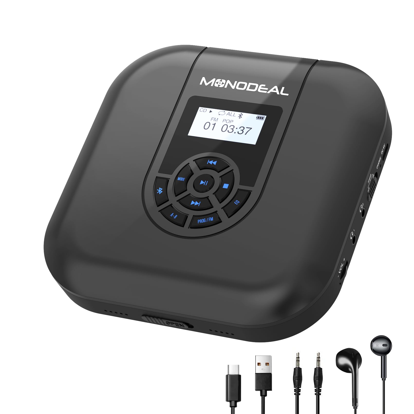 MONODEAL CD Bluetooth Portable CD LED Repeat Compatible with 5EQ Effect Portable CD Stress Language Music Black Player, Player, Built-in Speaker, чорний
MONODEAL CD Bluetooth Portable CD LED Repeat Compatible with 5EQ Effect Portable CD Stress Language Music Black Player, Player, Built-in Speaker, чорний