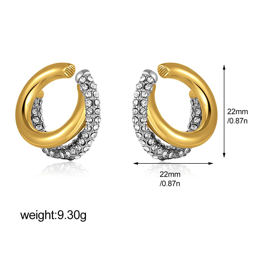 Sparkling CZ Zircon Double Layer C-shape Gold Color Cuff Earrings Stainless Steel Gold Plated No Piercing Statement Ear Clips
Sparkling CZ Zircon Double Layer C-shape Gold Color Cuff Earrings Stainless Steel Gold Plated No Piercing Statement Ear Clips