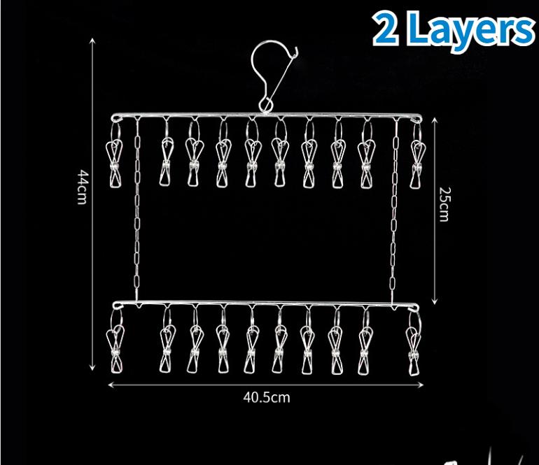 Складная вешалка для одежды из нержавеющей стали, сушилка для белья с зажимами 20/30/40, экономит место, органайзер для шкафа для носков, бюстгальтеров, полотенец
Складная вешалка для одежды из нержавеющей стали, сушилка для белья с зажимами 20/30/40, экономит место, органайзер для шкафа для носков, бюстгальтеров, полотенец