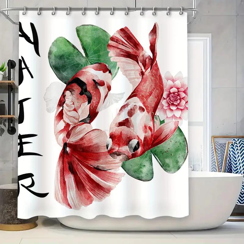 Red Koi Fish Shower Curtain With Green Leaves And Pink Flower For Bath Decor In Kitchen Dining From Home Garden W60H190(CM)-1 Pcs
Red Koi Fish Shower Curtain With Green Leaves And Pink Flower For Bath Decor In Kitchen Dining From Home Garden W60H190(CM)-1 Pcs