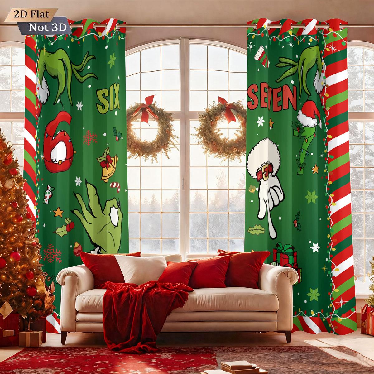 Set Of 2 Merry Christmas Element Printed Perforated Curtains Various Sizes Living Room Bedroom Insulation Decoratio Darkening Made Polyester Area W100*H70(CM)-Hooks&1PCS
Set Of 2 Merry Christmas Element Printed Perforated Curtains Various Sizes Living Room Bedroom Insulation Decoratio Darkening Made Polyester Area W100*H70(CM)-Hooks&1PCS