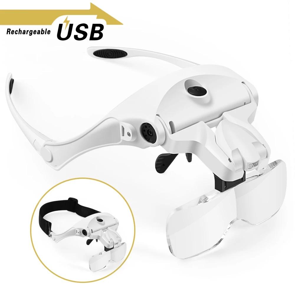 Magnifying Glasses, Rechargeable Led Light Lamp Head Loupe Headband Magnifier Eyewear Glasses Tool Repair Reading Magnifier білий
Magnifying Glasses, Rechargeable Led Light Lamp Head Loupe Headband Magnifier Eyewear Glasses Tool Repair Reading Magnifier білий