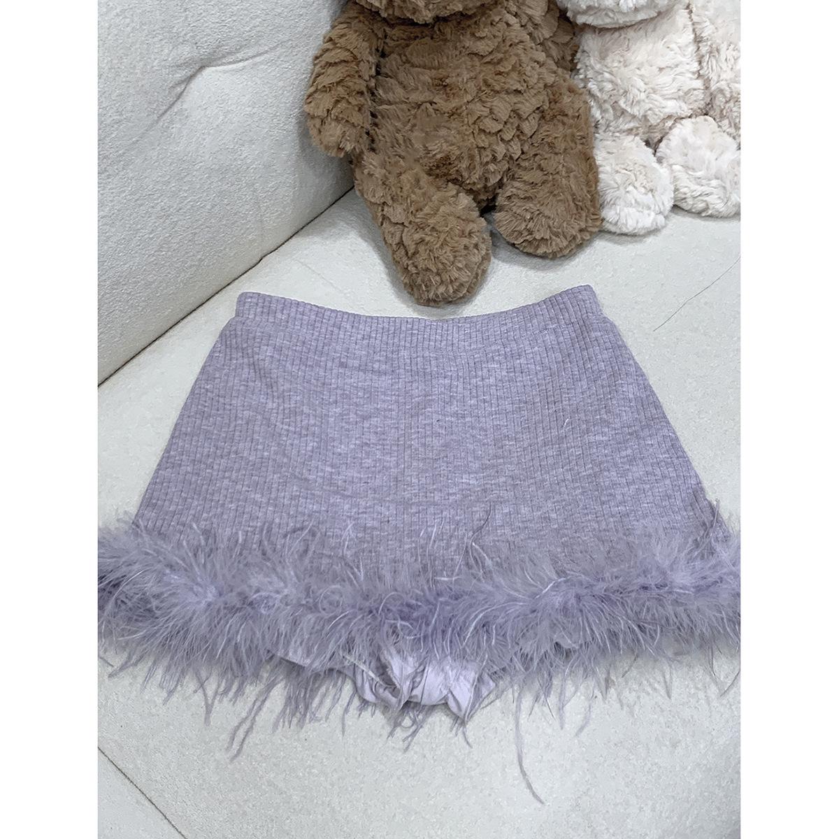 Taro Purple Two-Piece Set: Fluffy Lace Spliced Slim Long Sleeve Top & Short Skirt for Autumn/Winter. Large
Taro Purple Two-Piece Set: Fluffy Lace Spliced Slim Long Sleeve Top & Short Skirt for Autumn/Winter. Large