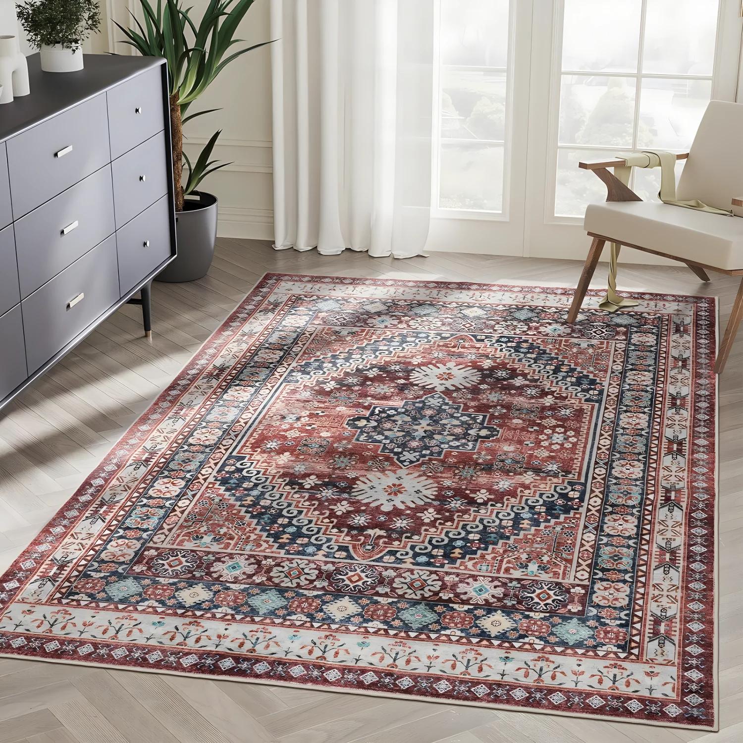 VIKAMA Alfombra retro americana bohemia para decoración del hogar,alfombra antideslizante y resistente a las manchas para sala de estar y dormitorio 70x100cm
VIKAMA Alfombra retro americana bohemia para decoración del hogar,alfombra antideslizante y resistente a las manchas para sala de estar y dormitorio 70x100cm