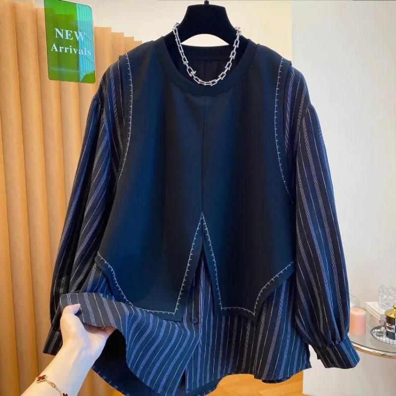 Fake Two-piece Shirt for Women Light Luxury High-end New Style Loose and Unique Temperament Vest Splicing Top Autumn L чорний
Fake Two-piece Shirt for Women Light Luxury High-end New Style Loose and Unique Temperament Vest Splicing Top Autumn L чорний