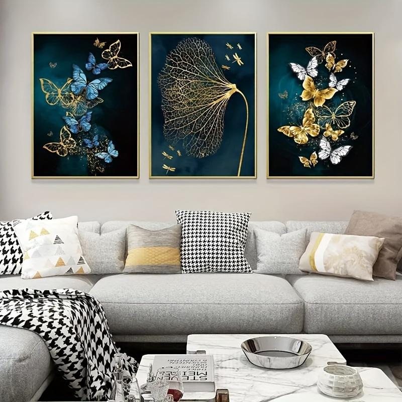 3pcs Elegant Butterfly and Leaf Wall Art Prints - Frameless Canvas Posters with Golden and Blue Accents, Dark Blue Background, 20x30cm-3pcs
3pcs Elegant Butterfly and Leaf Wall Art Prints - Frameless Canvas Posters with Golden and Blue Accents, Dark Blue Background, 20x30cm-3pcs