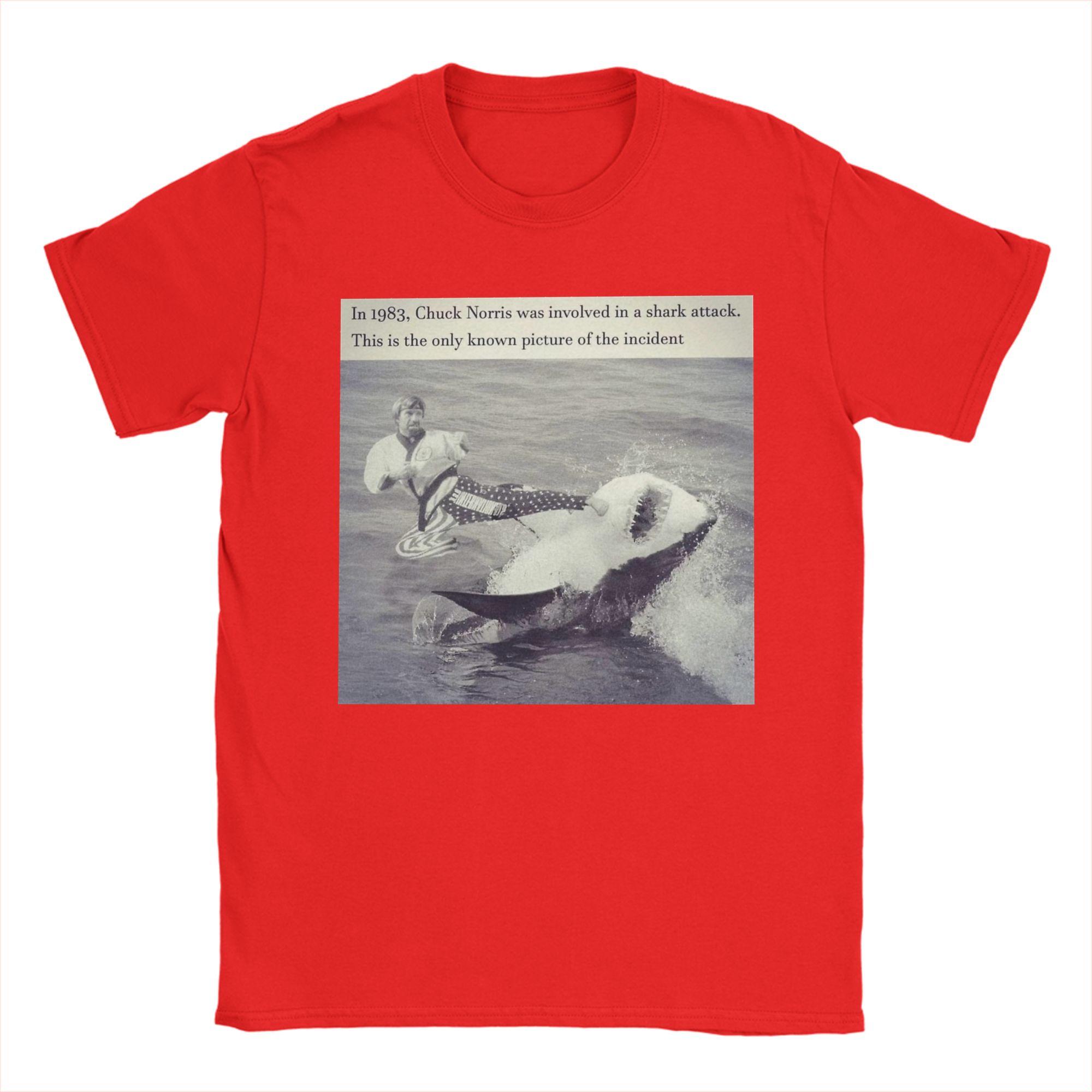 Chuck Norris Shark Attack Funny TShirt Trendy Cool TShirts Short Sleeve Streetwear Tops Summer Cotton Plus Size 5XL Clothes S
Chuck Norris Shark Attack Funny TShirt Trendy Cool TShirts Short Sleeve Streetwear Tops Summer Cotton Plus Size 5XL Clothes S