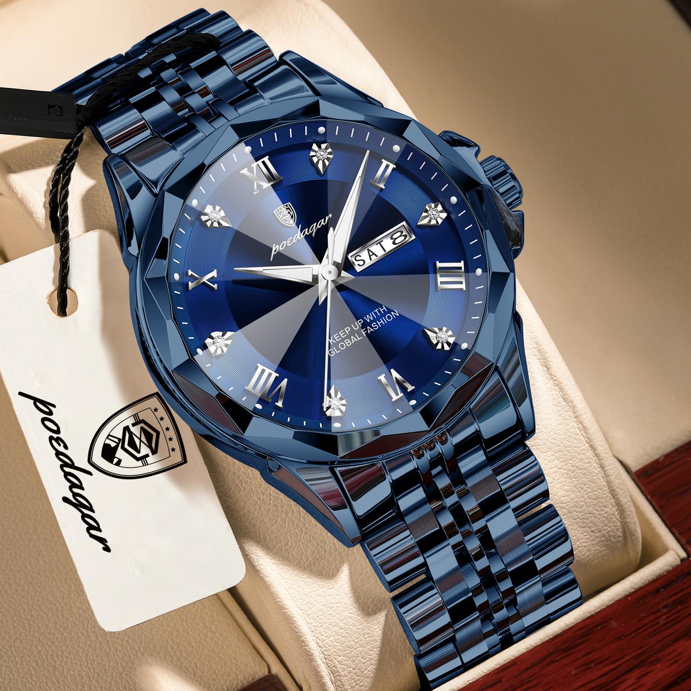 POEDAGAR Fashion Luxury Men Watch Top Original Waterproof Luminous Date Week Wristwatch Stainless Steel Quartz Watches синий
POEDAGAR Fashion Luxury Men Watch Top Original Waterproof Luminous Date Week Wristwatch Stainless Steel Quartz Watches синий