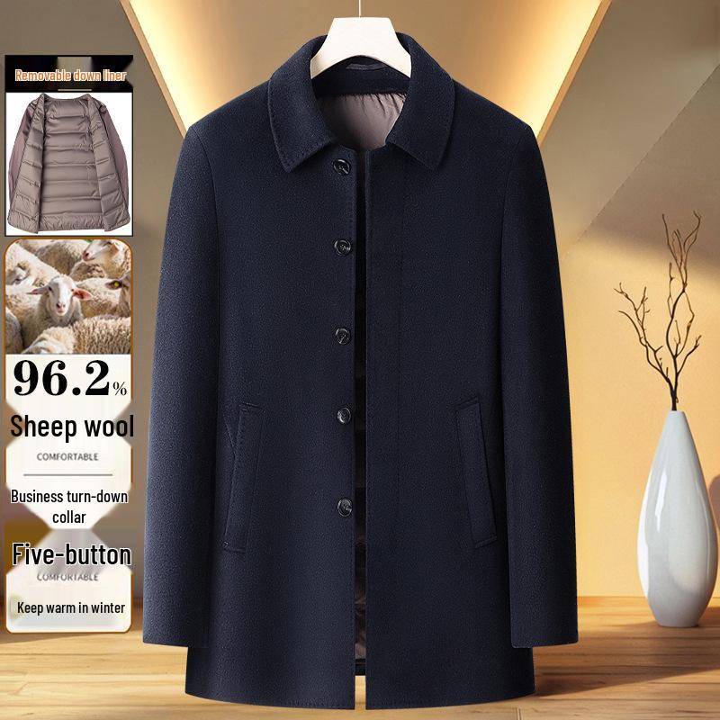 Men’s Mid-Length Woolen Coat with Detachable Down Liner – Lapel Dad Style for Autumn and Winter XL (Recommended 140-160 Jin)
Men’s Mid-Length Woolen Coat with Detachable Down Liner – Lapel Dad Style for Autumn and Winter XL (Recommended 140-160 Jin)