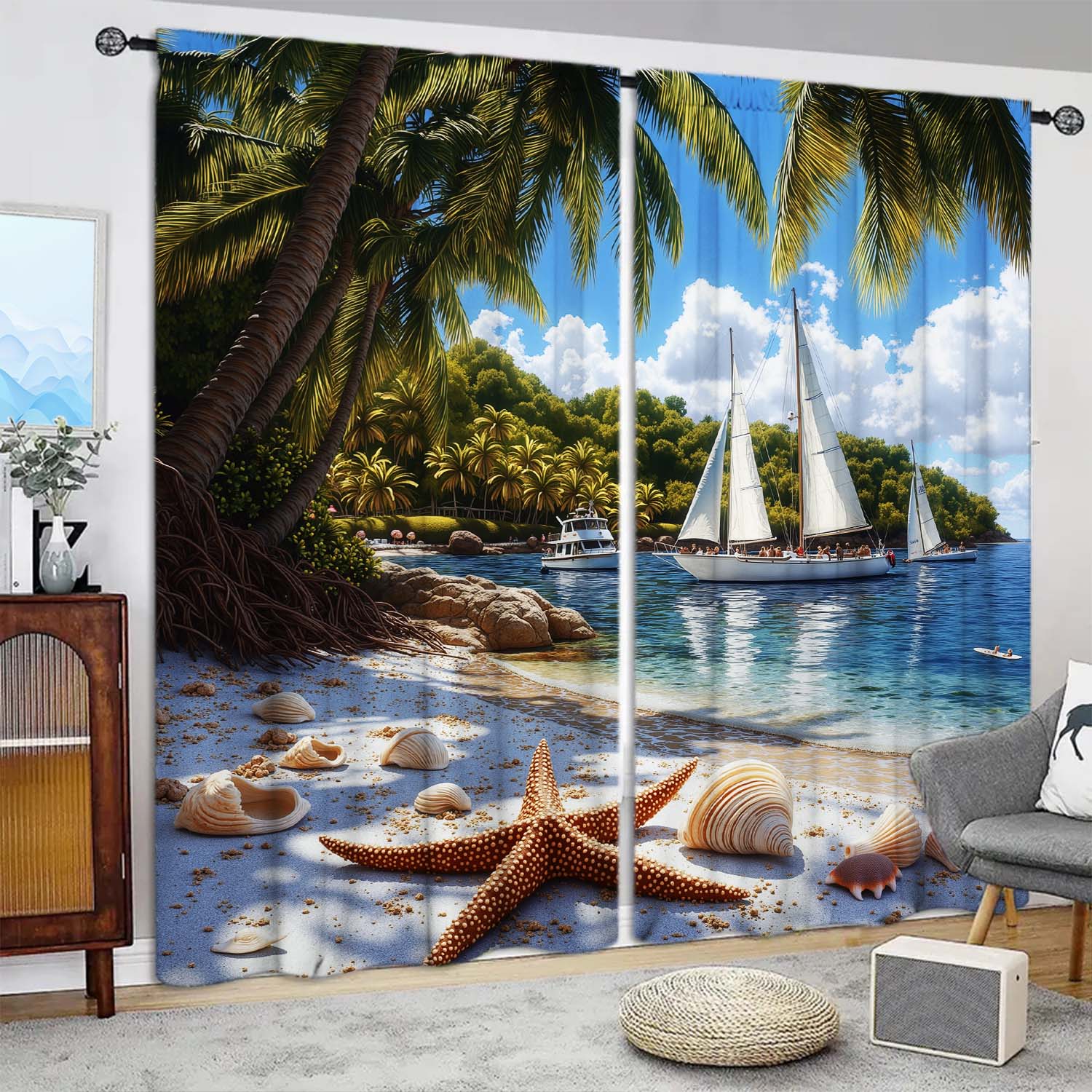 2 Panels Ocean Beach Scenery Pattern Curtains Distinctive Printed Curtains Suitable for Gifting To Family and Friends 100*130 HOOK 1pcs
2 Panels Ocean Beach Scenery Pattern Curtains Distinctive Printed Curtains Suitable for Gifting To Family and Friends 100*130 HOOK 1pcs