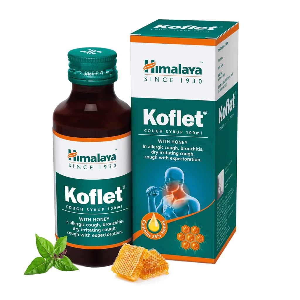 Himalaya Koflet Syrup 100ml Pack of 1 | Cough Relief, Sore Throat, Non-Drowsy Herbal Formula
Himalaya Koflet Syrup 100ml Pack of 1 | Cough Relief, Sore Throat, Non-Drowsy Herbal Formula