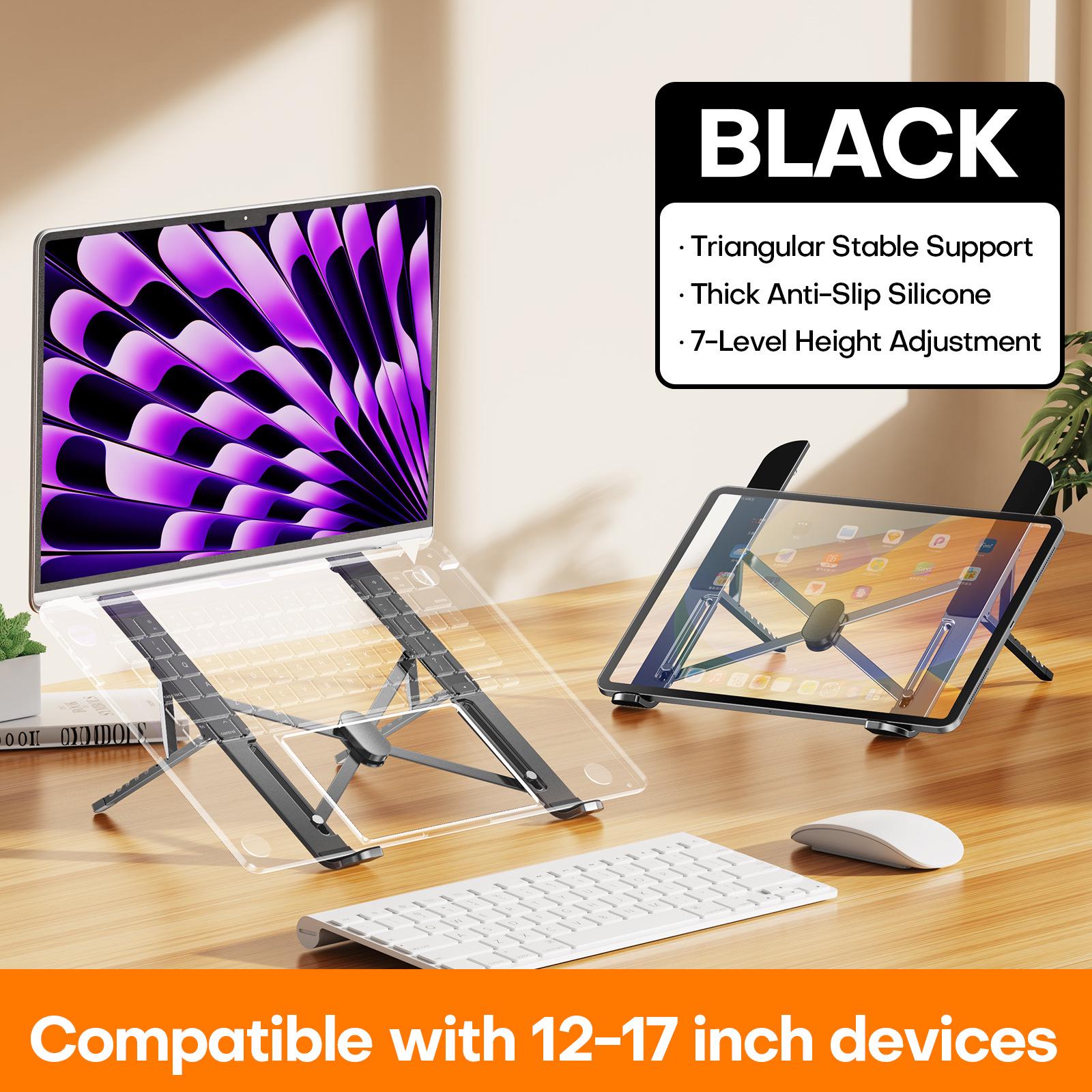 Foldable Metal Laptop Stand: Height Adjustable, Portable, Cooling Design for Desktop and Gaming. чорний
Foldable Metal Laptop Stand: Height Adjustable, Portable, Cooling Design for Desktop and Gaming. чорний
