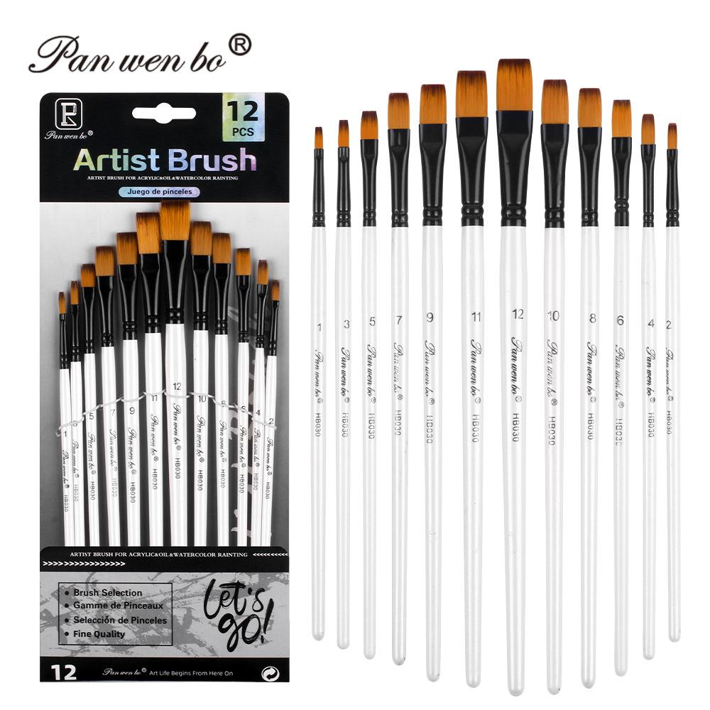 12 White Rod Acrylic Brush Set Nylon Wool Oil Brush Wooden Brush Watercolor Pen Art Supplies Flat Peak (12 pcs)
12 White Rod Acrylic Brush Set Nylon Wool Oil Brush Wooden Brush Watercolor Pen Art Supplies Flat Peak (12 pcs)