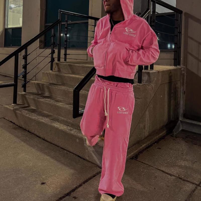 European and American letter embroidery double waistband design sweatpants S рожевий
European and American letter embroidery double waistband design sweatpants S рожевий