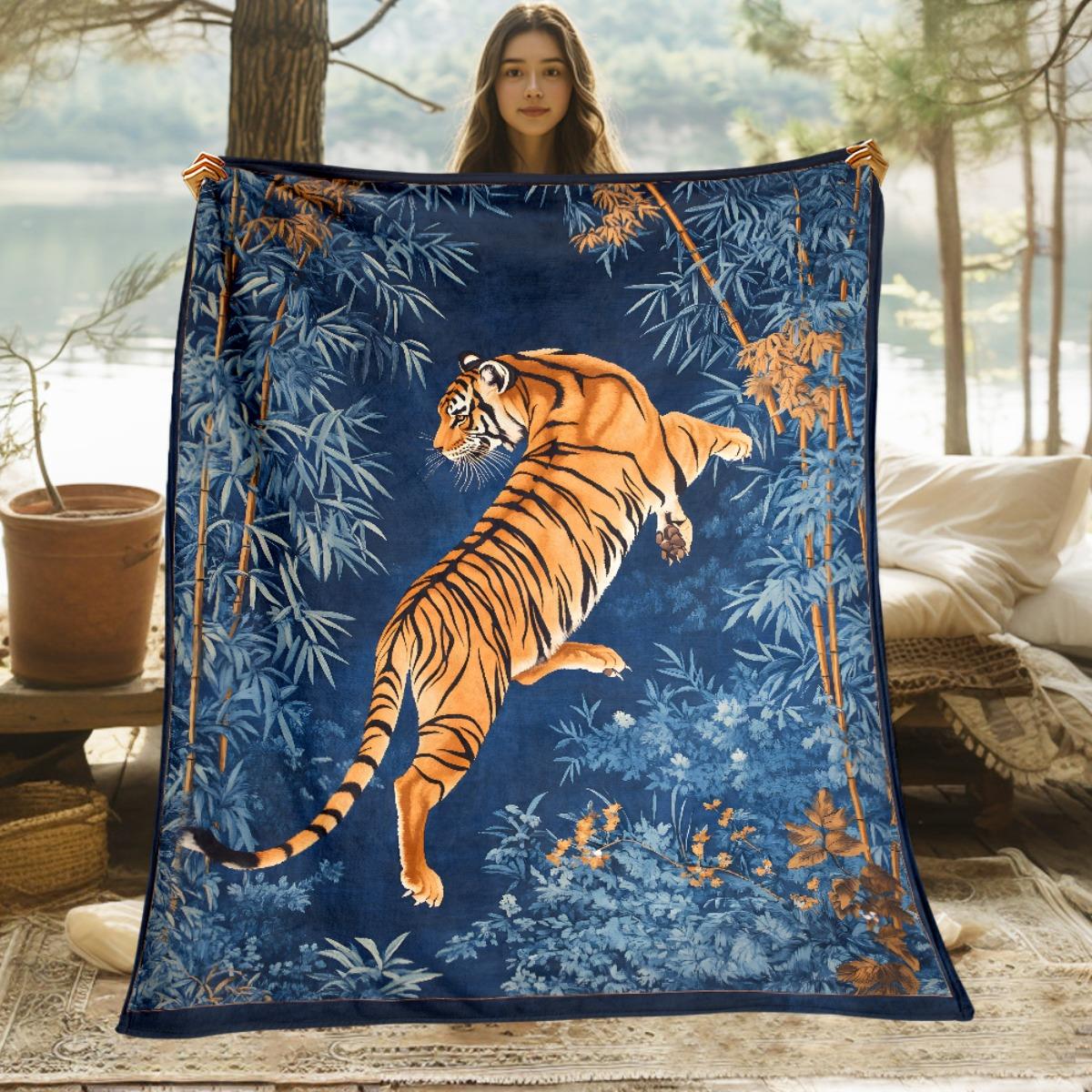 Blue scene tiger pattern Flannel printed blanket suitable for all seasons suitable for living room office sofa and travel 75x100cm
Blue scene tiger pattern Flannel printed blanket suitable for all seasons suitable for living room office sofa and travel 75x100cm