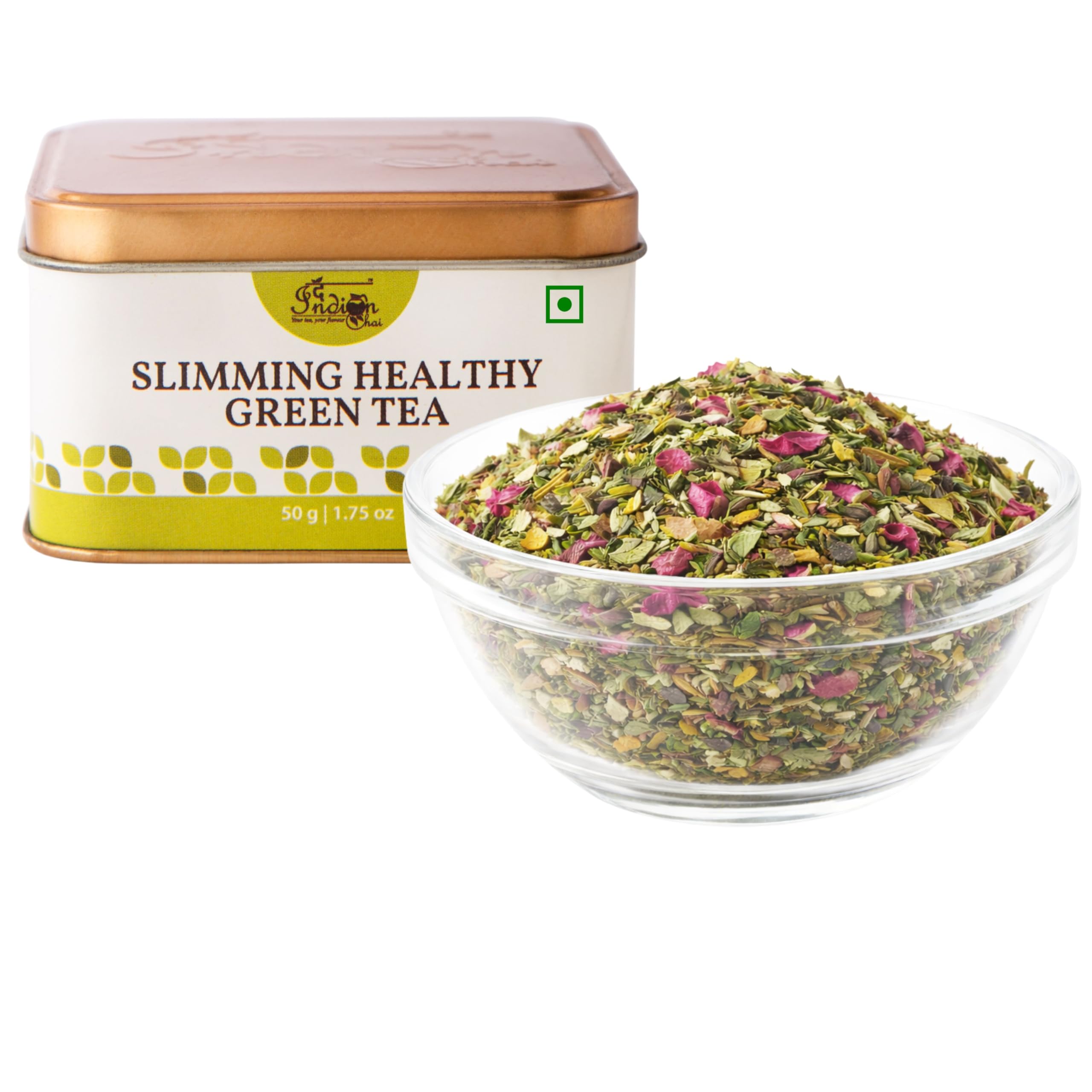 The Indian Chai - Slimming Healthy Green Tea 50g | Herbal Wellness Blend with Garcinia, Haritaki, Senna, Moringa & Spices | Supports Digesti
The Indian Chai - Slimming Healthy Green Tea 50g | Herbal Wellness Blend with Garcinia, Haritaki, Senna, Moringa & Spices | Supports Digesti