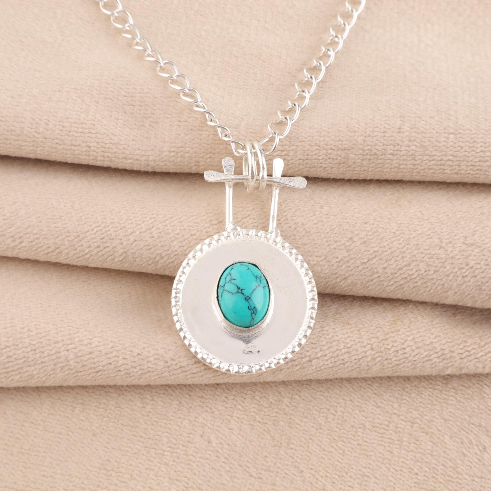 Natural Blue Turquoise Gemstone 925 Stamped Silver Jewelry Handmade Pendant 1.4 PP-57-22
Natural Blue Turquoise Gemstone 925 Stamped Silver Jewelry Handmade Pendant 1.4 PP-57-22
