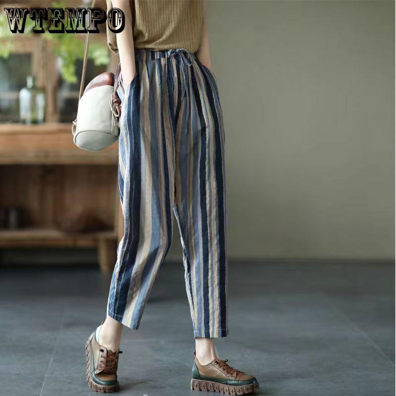 Cotton and Linen Harem Pants for Women Summer Plus Size Loose and Versatile Striped Casual Pants 4XL
Cotton and Linen Harem Pants for Women Summer Plus Size Loose and Versatile Striped Casual Pants 4XL