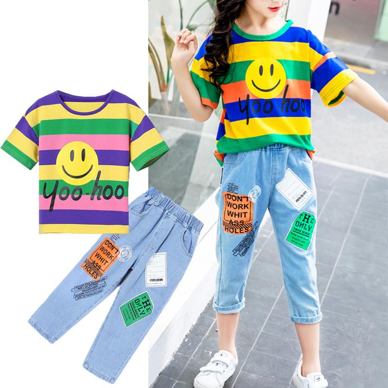 Летние Дети Girl Two Piece Костюмы Печатные Короткие рукава футболка Джинсовые брюки Спортивные костюмы
Летние Дети Girl Two Piece Костюмы Печатные Короткие рукава футболка Джинсовые брюки Спортивные костюмы