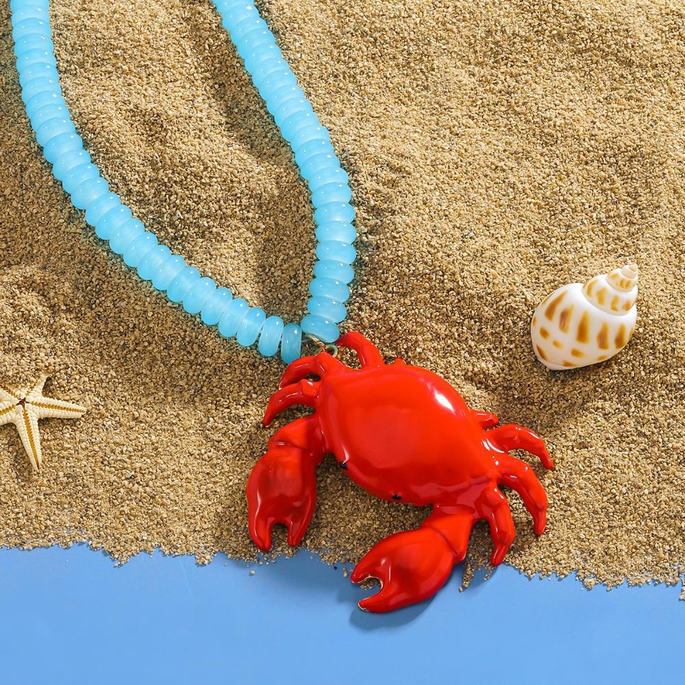 Handmade Crab Beaded Pendant Necklace Boho Ocean Style Neck Chain Creative Crab Necklace Party
Handmade Crab Beaded Pendant Necklace Boho Ocean Style Neck Chain Creative Crab Necklace Party
