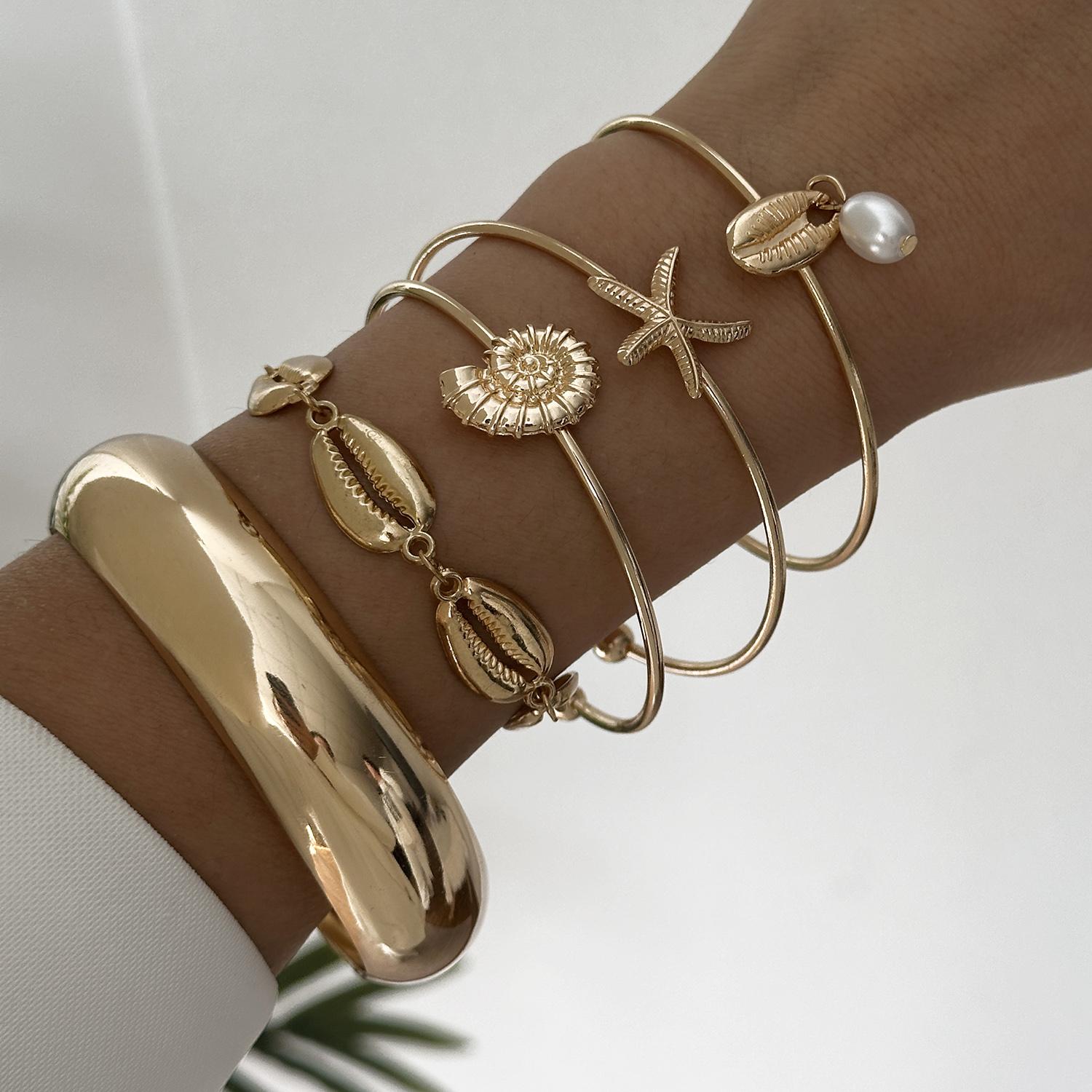 5Pcs/Set Boho Conch Starfish Shell Chain Bracelets for Women Luxury Imitation Pearl Layered Bangle Vacation Jewelry Gift
5Pcs/Set Boho Conch Starfish Shell Chain Bracelets for Women Luxury Imitation Pearl Layered Bangle Vacation Jewelry Gift