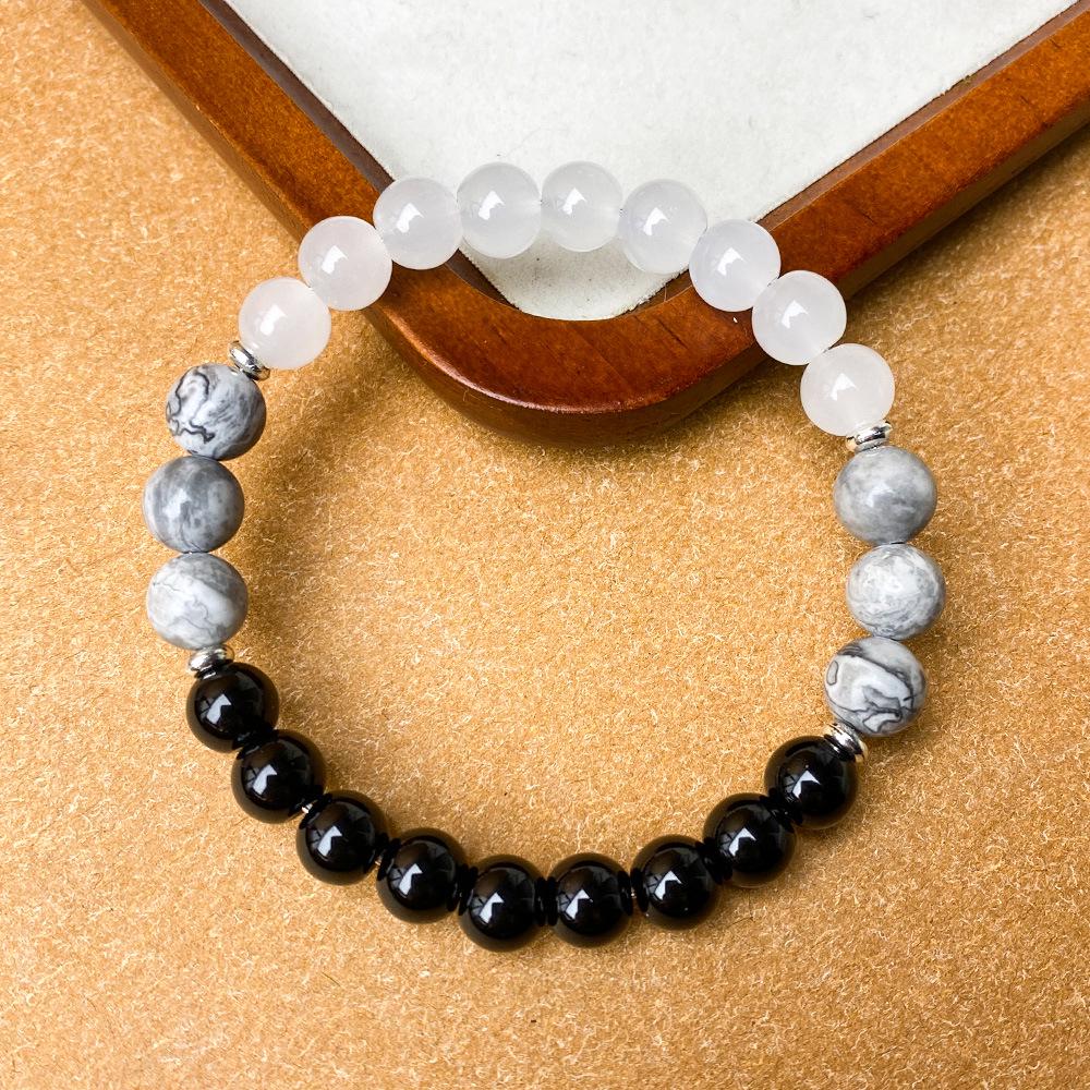 Білий лабрадорит та обсидіан, камінь «котяче око», браслет
Білий лабрадорит та обсидіан, камінь «котяче око», браслет