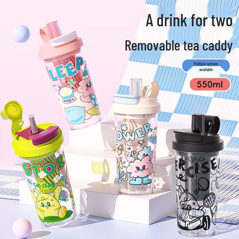 MinXun Cartoon 550ml Dual-Use Plastic Water Bottle with Straw
MinXun Cartoon 550ml Dual-Use Plastic Water Bottle with Straw