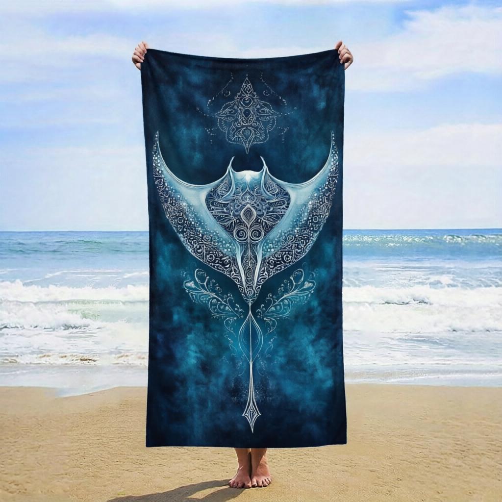 1 pc Deep Blue Ray Fish Beach Towel, Microfiber Quick-Dry, for Beach Cover-up/Mat/Sunshade, Summer Outdoor Travel Essential W30*H60(CM)
1 pc Deep Blue Ray Fish Beach Towel, Microfiber Quick-Dry, for Beach Cover-up/Mat/Sunshade, Summer Outdoor Travel Essential W30*H60(CM)