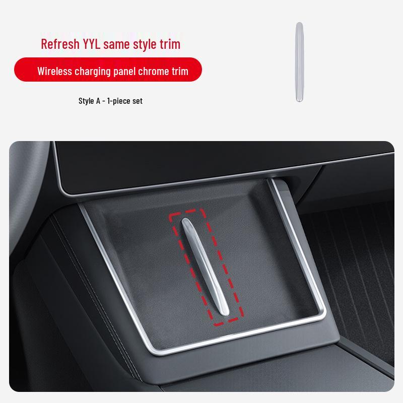 Tesla Model 3/Y Wireless Charger Decorative Strip Frame: Chrome Interior Anti-Scratch Modification Chrome Decorative Strip for Wireless Charger Panel
Tesla Model 3/Y Wireless Charger Decorative Strip Frame: Chrome Interior Anti-Scratch Modification Chrome Decorative Strip for Wireless Charger Panel