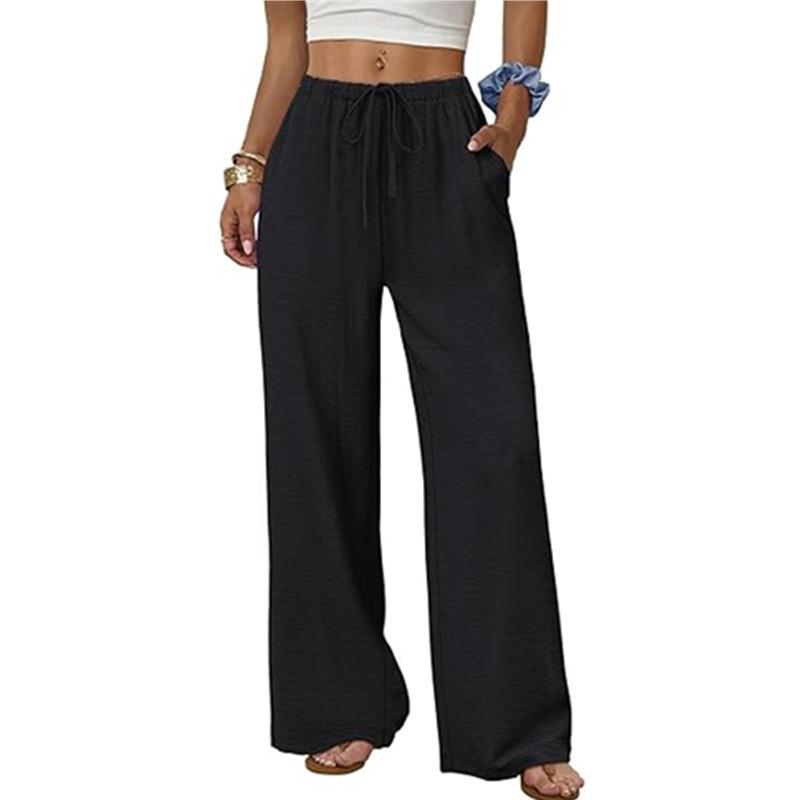 Women s High Waist Wide Leg Pants with Drawstring in Multiple Colors S чёрный
Women s High Waist Wide Leg Pants with Drawstring in Multiple Colors S чёрный