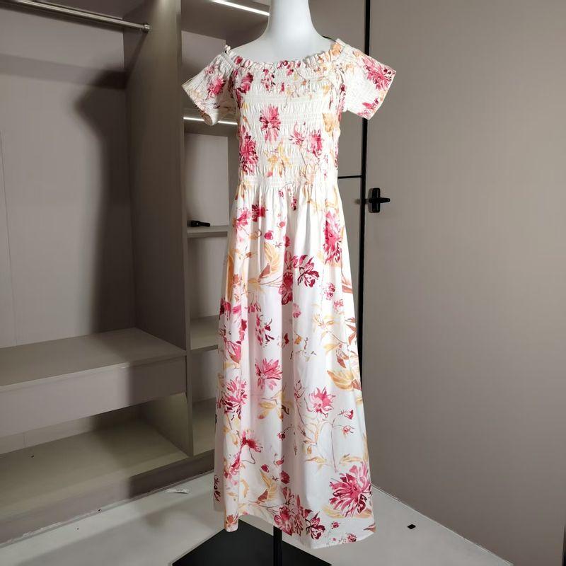 Elastic Chest Circumference Scoop Short sleeve Print Dress Safflower L
Elastic Chest Circumference Scoop Short sleeve Print Dress Safflower L