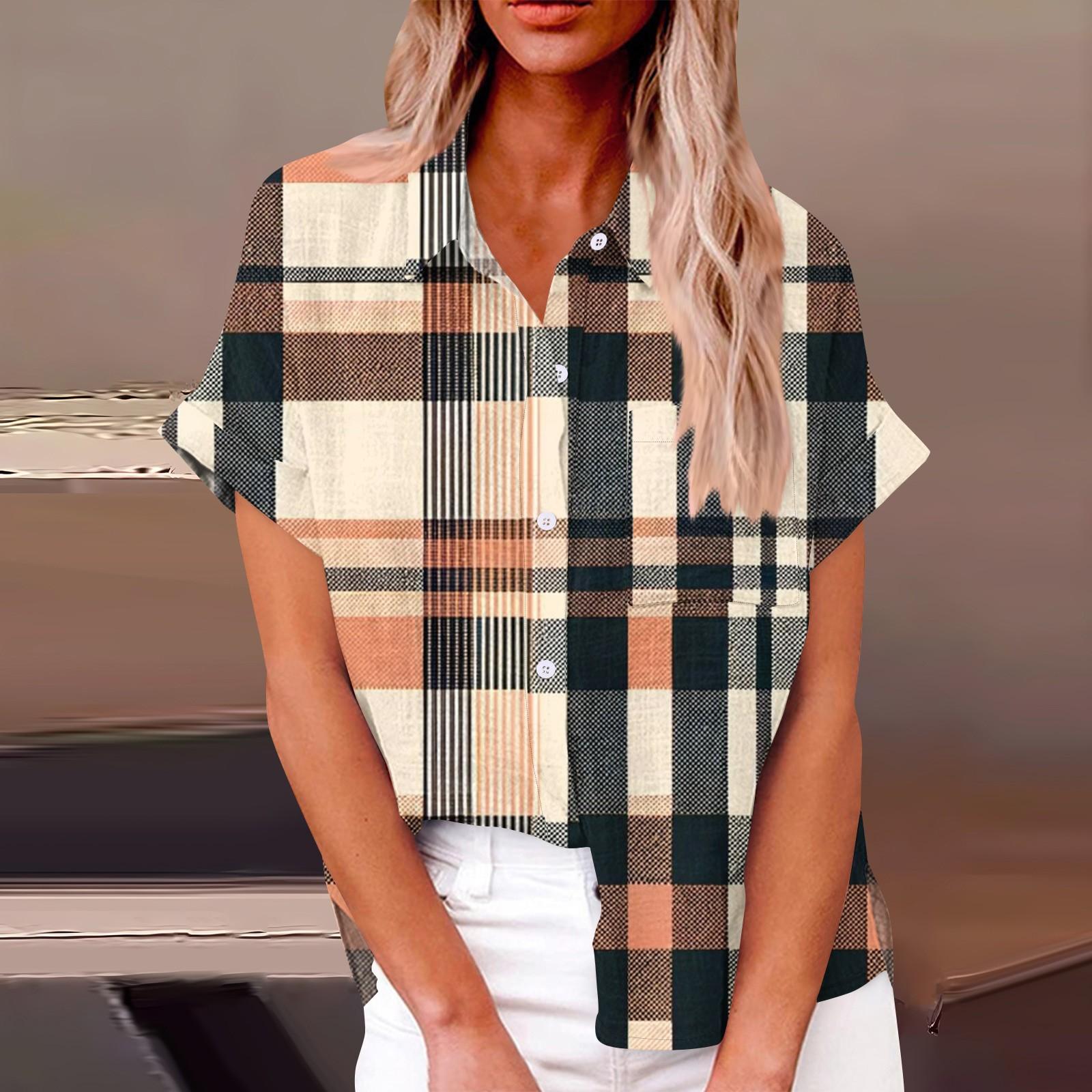 Женская свободная повседневная рубашка на пуговицах с короткими рукавами, клетчатым полосатым принтом и топом с карманами XXXL хаки
Женская свободная повседневная рубашка на пуговицах с короткими рукавами, клетчатым полосатым принтом и топом с карманами XXXL хаки