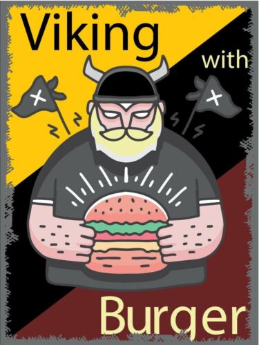 Viking With Burger Metal Wall Plaque Art Vintage tin sign retro Man CaveAluminum 20x30cm(7.8x11.8inch)
Viking With Burger Metal Wall Plaque Art Vintage tin sign retro Man CaveAluminum 20x30cm(7.8x11.8inch)