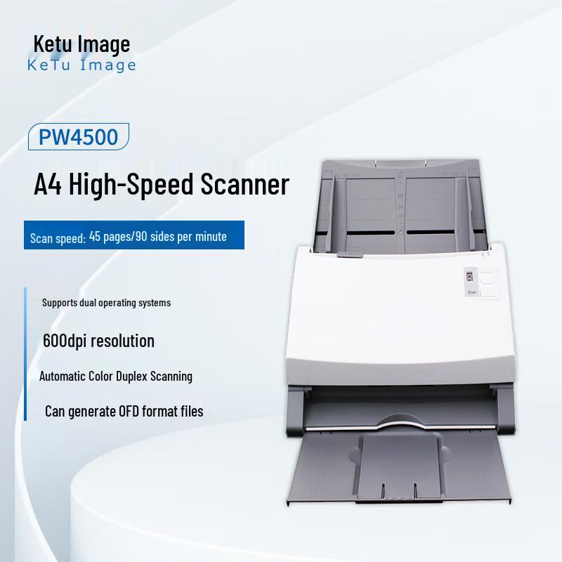 KeTu PW4500 A4 High-Speed Sheet-fed Scanner CN plug (adapter included)
KeTu PW4500 A4 High-Speed Sheet-fed Scanner CN plug (adapter included)