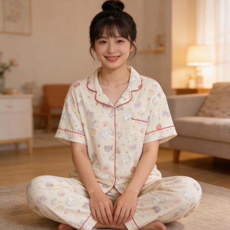 French Fairy Style Butterfly Print Women s Summer Pajamas - Short Sleeve, Long Pants, Versatile Home & Outdoor Wear. XL (115-130 lbs)
French Fairy Style Butterfly Print Women s Summer Pajamas - Short Sleeve, Long Pants, Versatile Home & Outdoor Wear. XL (115-130 lbs)
