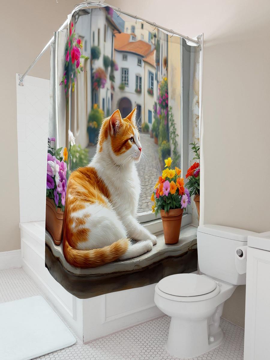 Elegant Cat And Flower Shower Curtain For Home Decor - Vibrant Colors And Cute Design - Perfect For Bathroom Ambience Non-Toxic W60H190(CM)-1 Pcs
Elegant Cat And Flower Shower Curtain For Home Decor - Vibrant Colors And Cute Design - Perfect For Bathroom Ambience Non-Toxic W60H190(CM)-1 Pcs